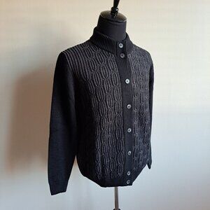 NEW Montechiaro Men's Black Knit Wool Button down Cardigan Size XL